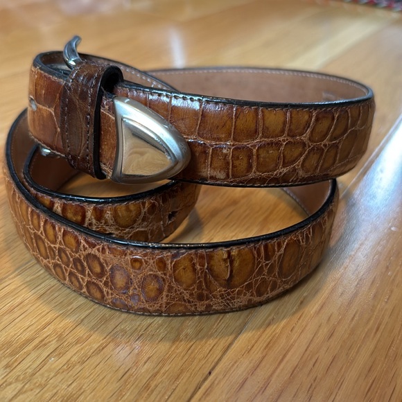 Veari Crocodile Alligator Leather Belt Light Brown - Picture 4 of 12